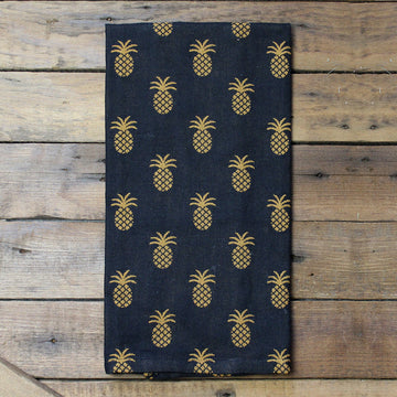 Pineapple Town Black Towel - Home Collections by Raghu