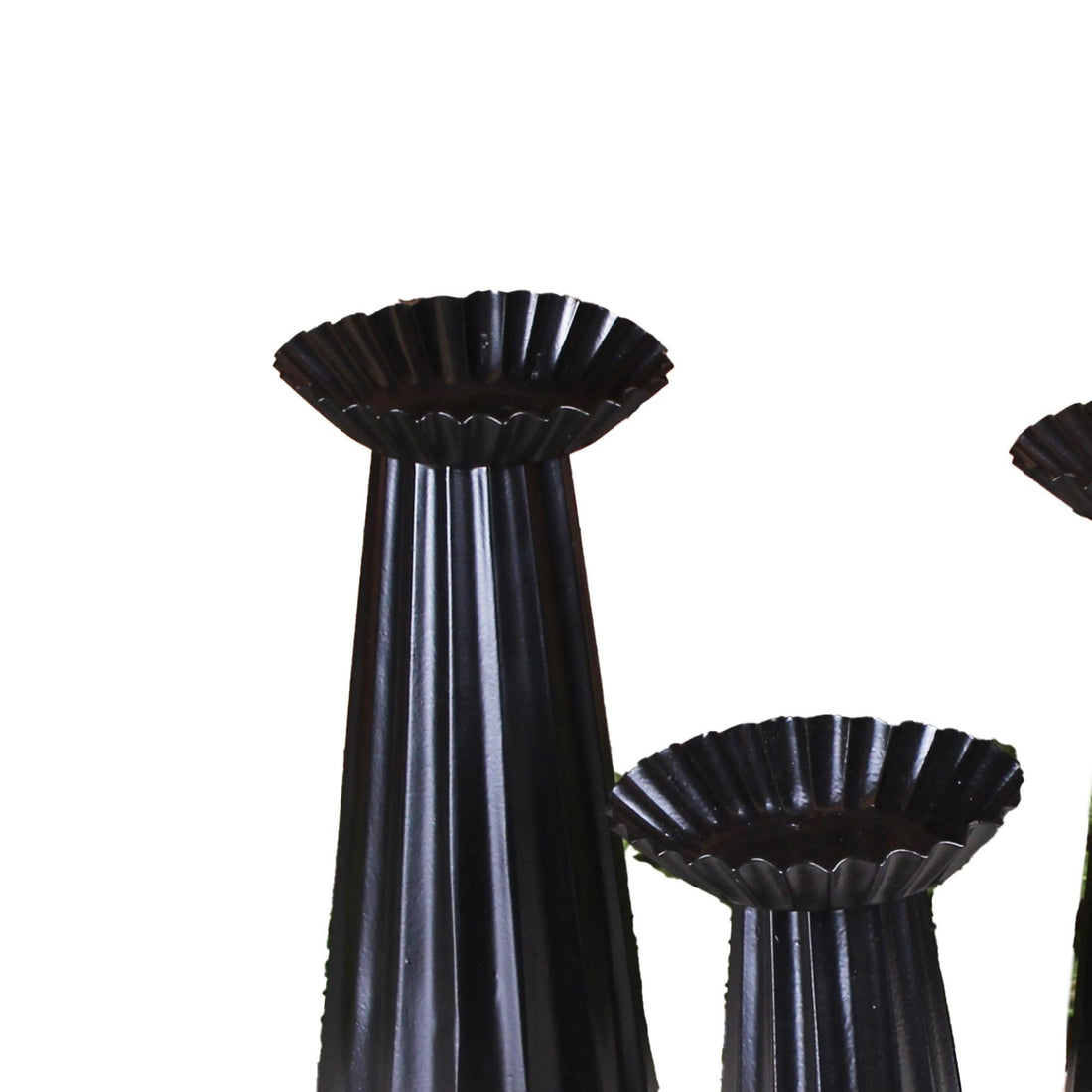 Pillar Set of 3 conical shape 6 In,8 In, 10 In - black  - Home Collections by Raghu