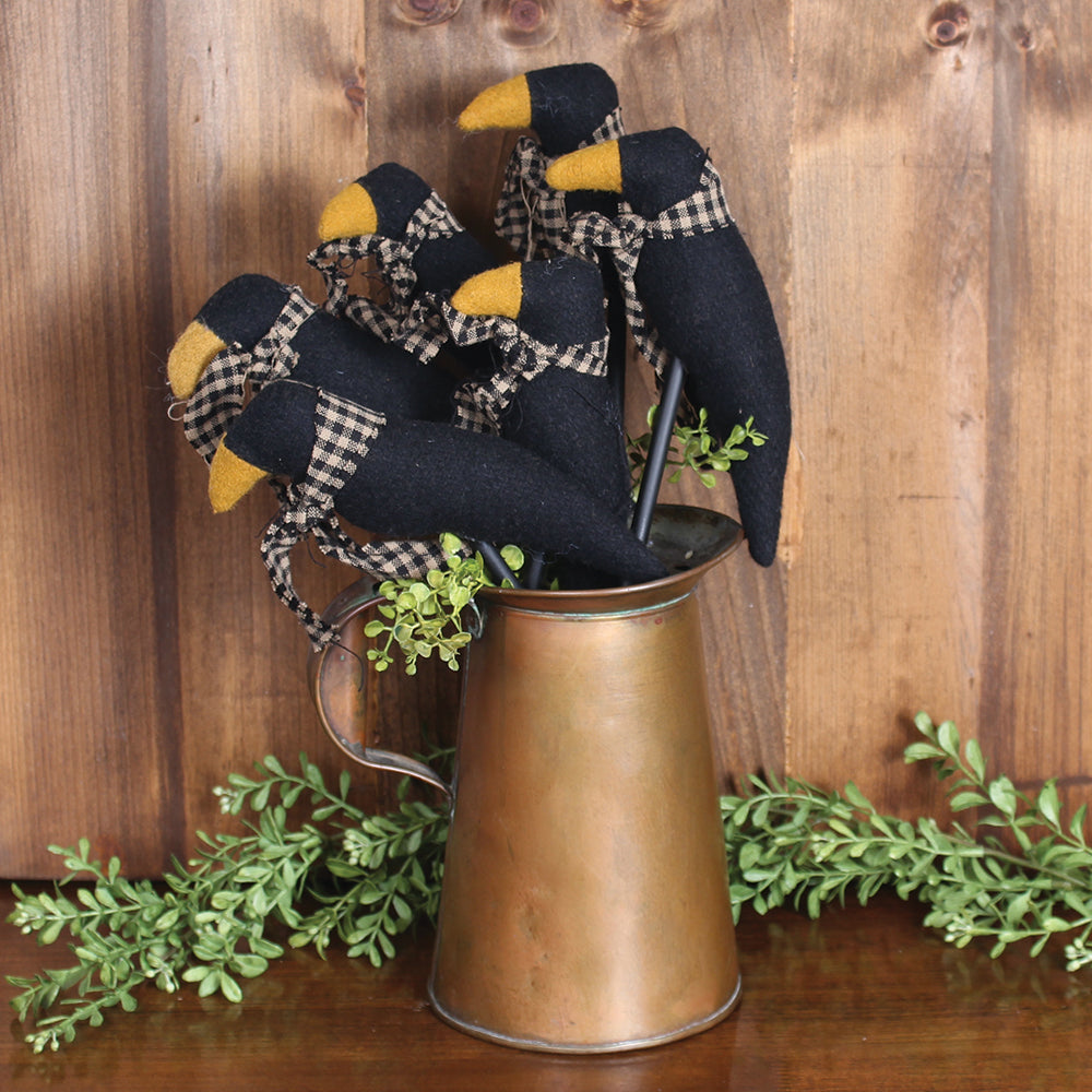 Crow on Stick Pack of 6 Ornament - Home Collections by Raghu