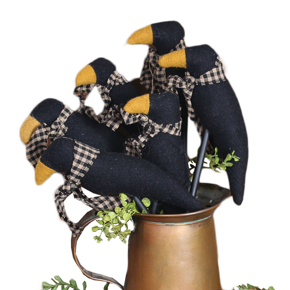 Crow on Stick Pack of 6 Ornament - Home Collections by Raghu