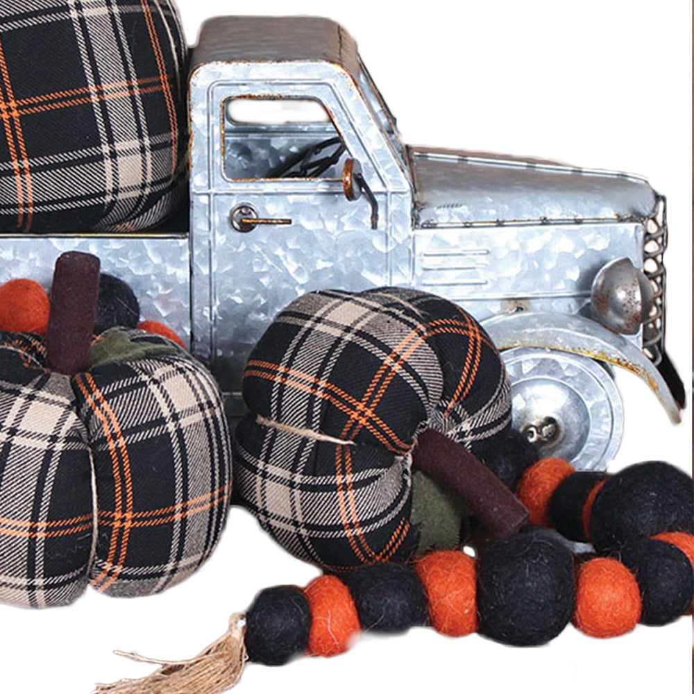 Primitive Fall Plaid Pumpkin Ornament - Home Collections by Raghu