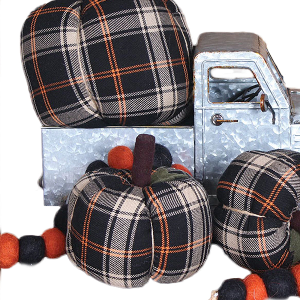 Primitive Fall Plaid Pumpkin Ornament - Home Collections by Raghu