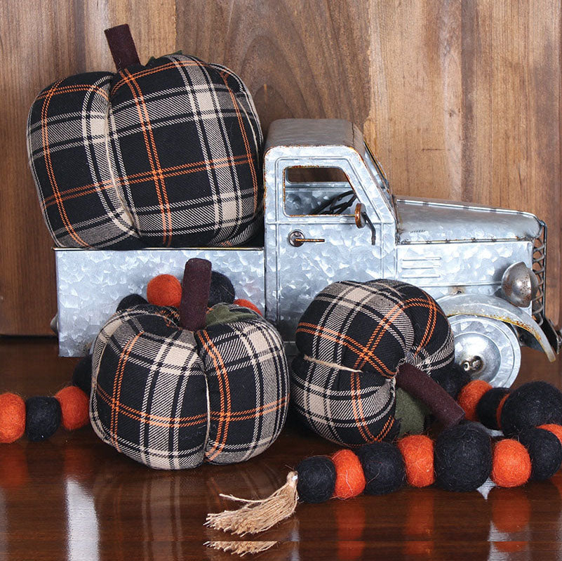 Primitive Fall Plaid Pumpkin Ornament - Home Collections by Raghu