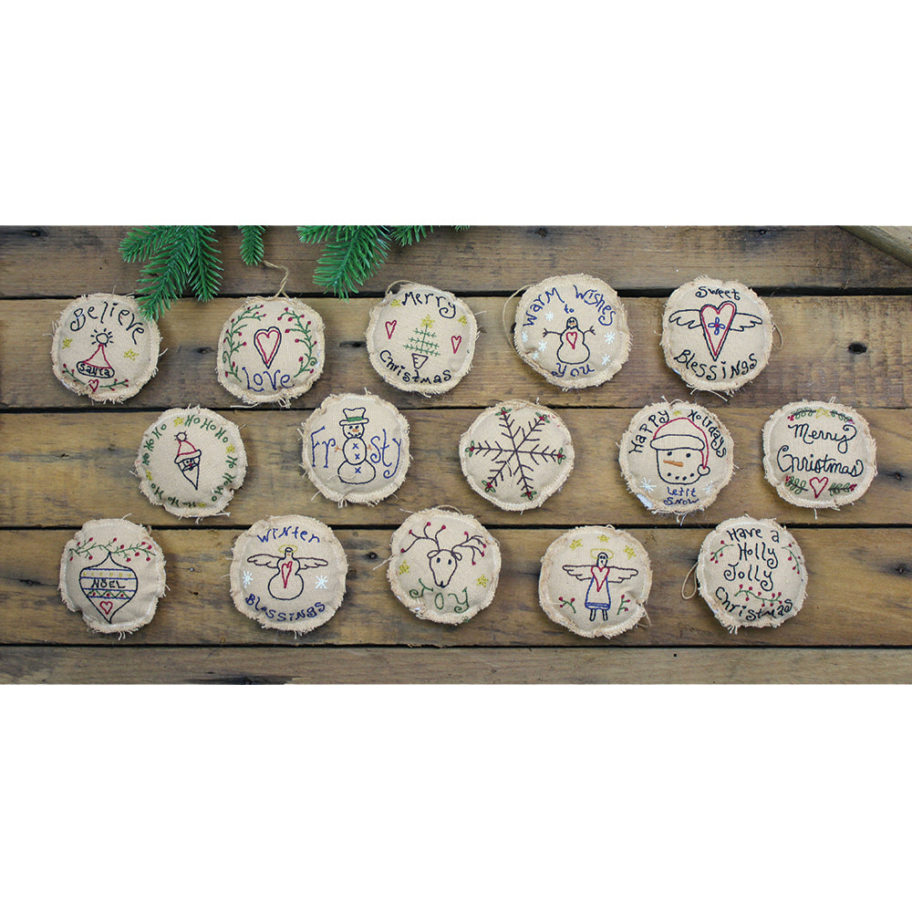 Circle Embroidered Ornaments Set of 15 Ornament - Home Collections by Raghu