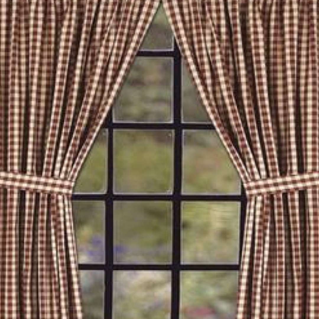 Barn Red Nutmeg Heritage House Check Barn Red 63" Panels Lined - Home Collections by Raghu