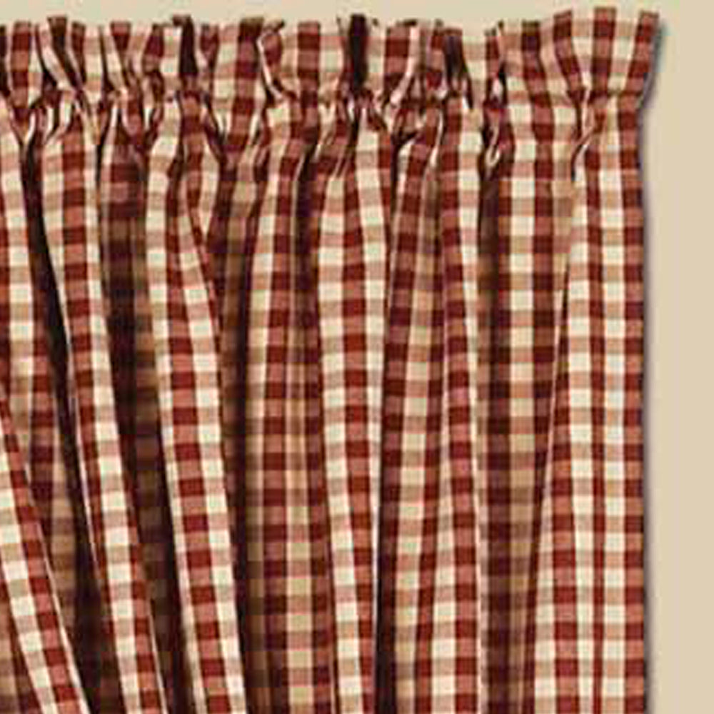 Barn Red Nutmeg Heritage House Check Barn Red 63" Panels Lined - Home Collections by Raghu