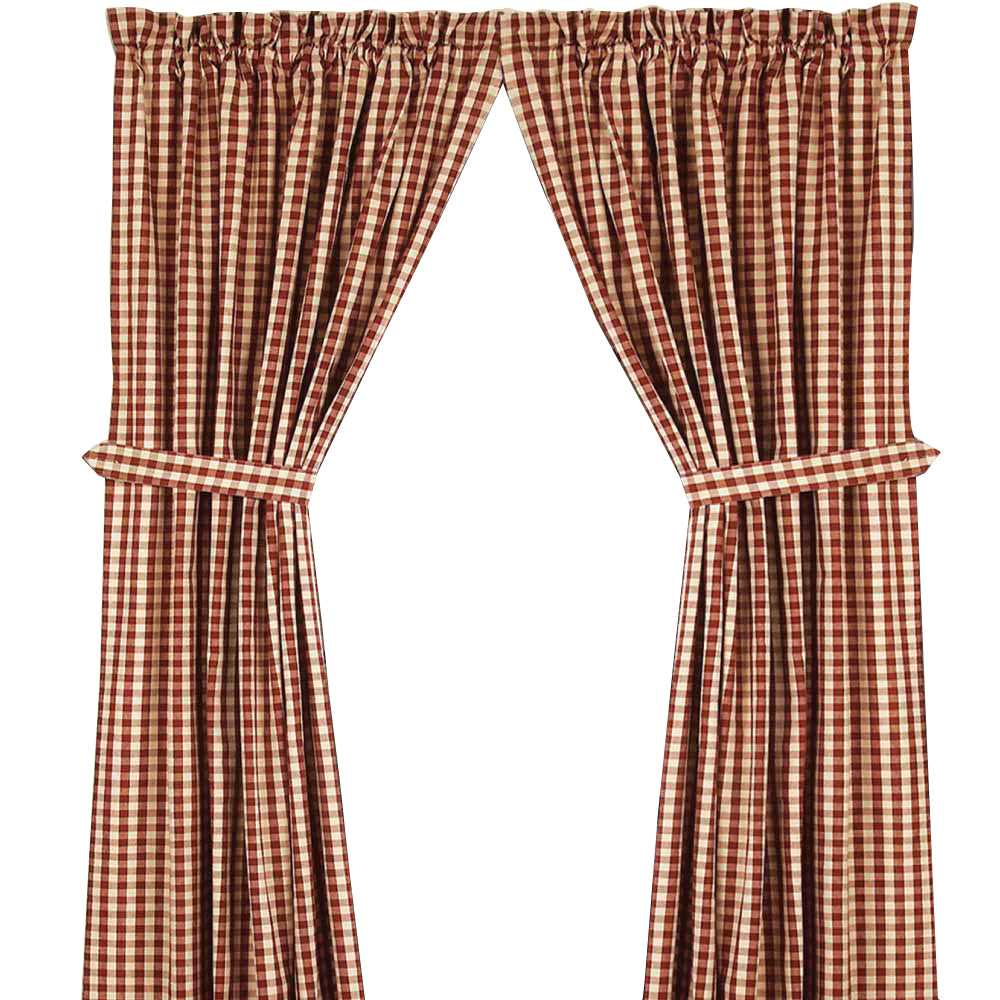 Barn Red Nutmeg Heritage House Check Barn Red 63" Panels Lined - Home Collections by Raghu