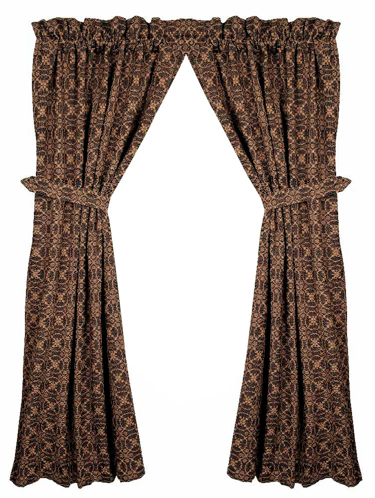 Black Tan Marshfield Jacquard 63" Panels Lined - Home Collections by Raghu