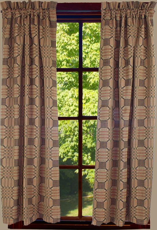 Trenton Jacquard Nutmeg Black Red Panels  - Home Collections by Raghu