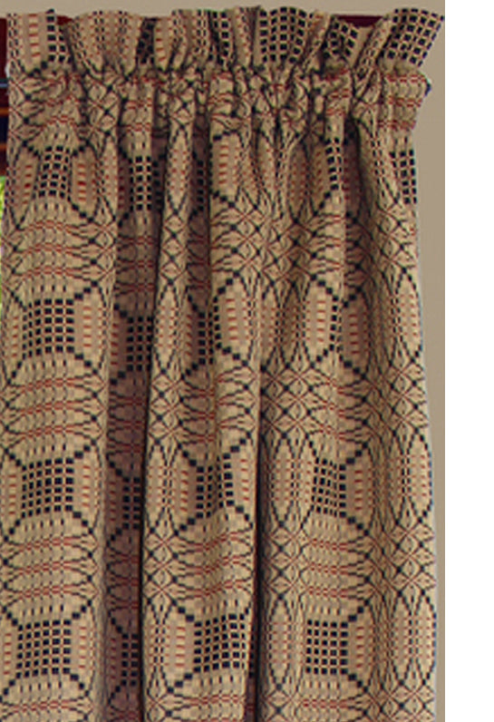 Trenton Jacquard Nutmeg Black Red Panels  - Home Collections by Raghu