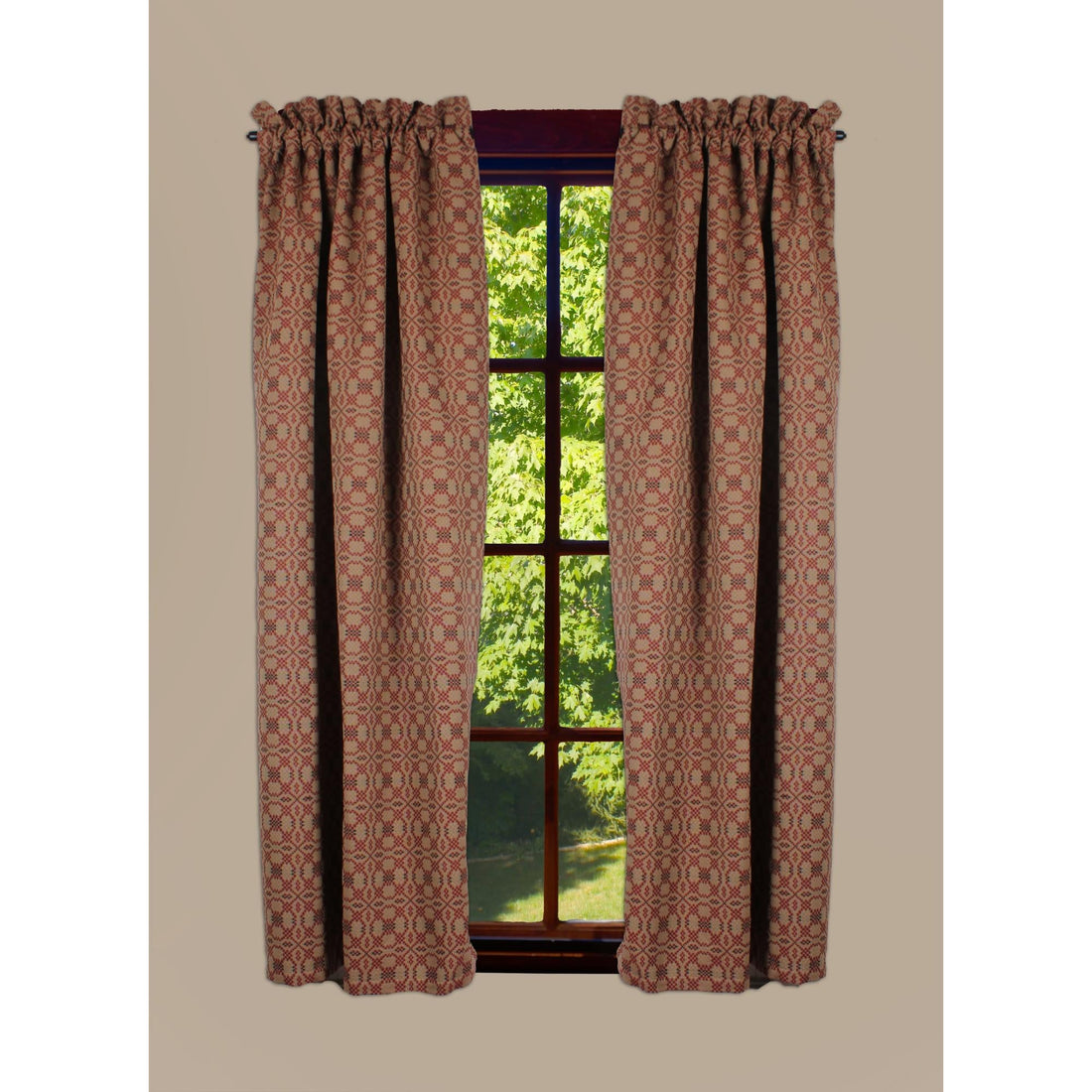 Kendall Jacquard Red 63 In Panels - Home Collections by Raghu