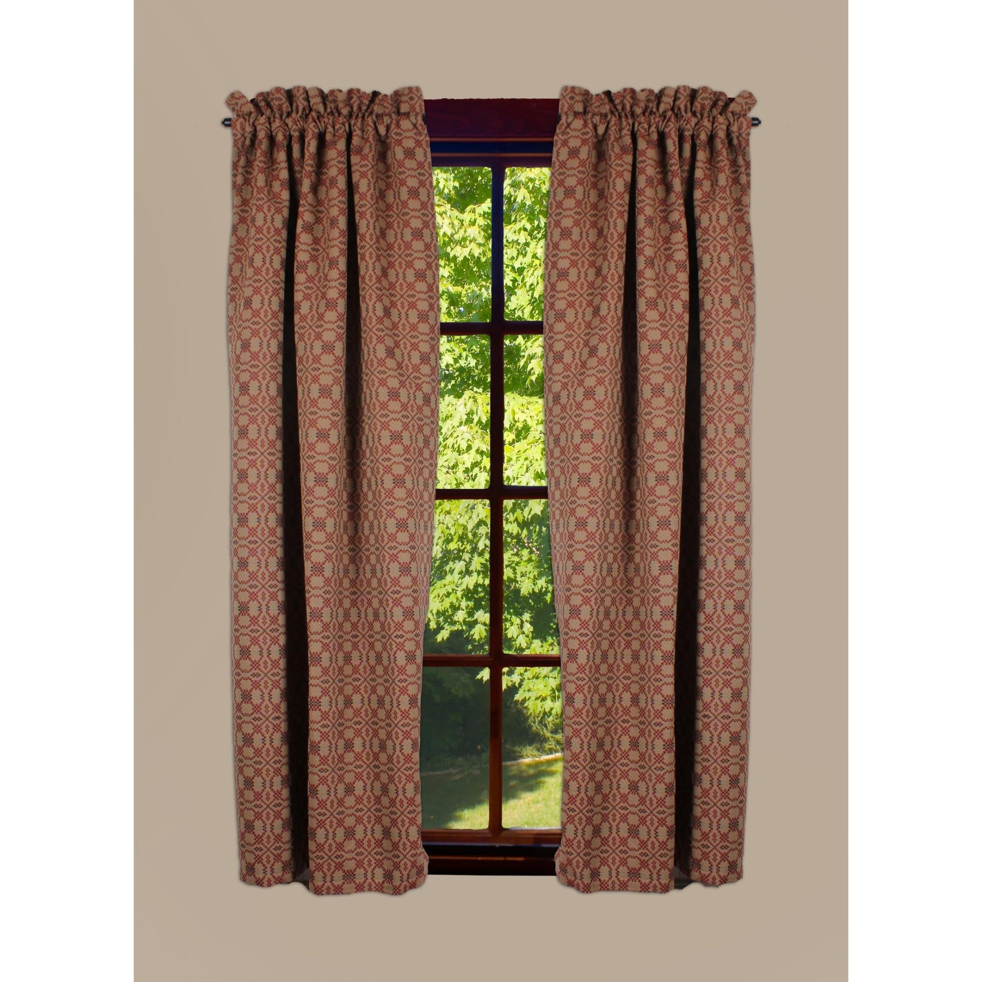 Kendall Jacquard Red 63 In Panels - Home Collections by Raghu