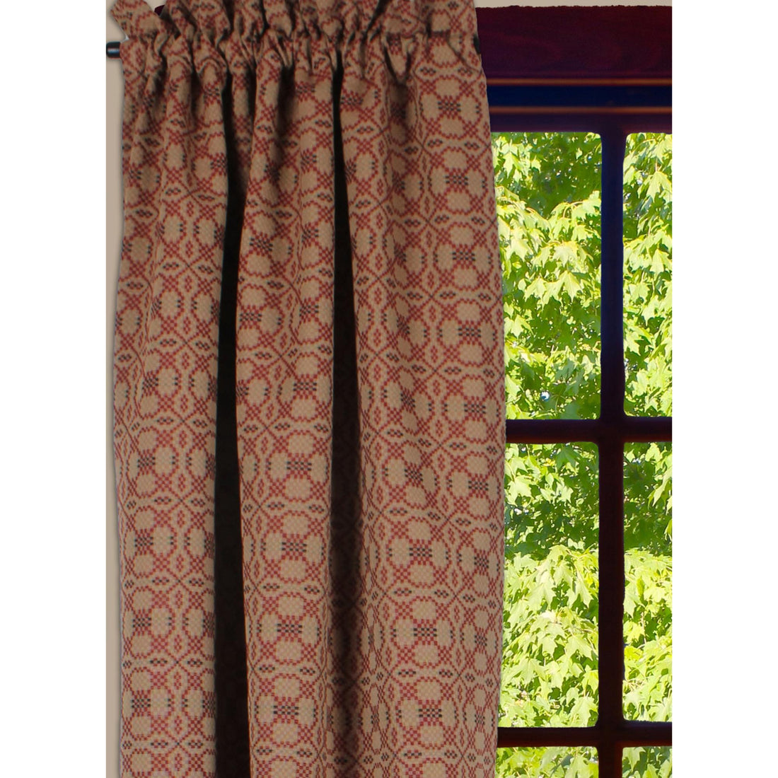 Kendall Jacquard Red 63 In Panels - Home Collections by Raghu