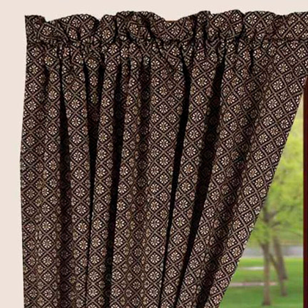 Black-Nutmeg Kingston Jacquard 63" Panels - Lined - Home Collections by Raghu