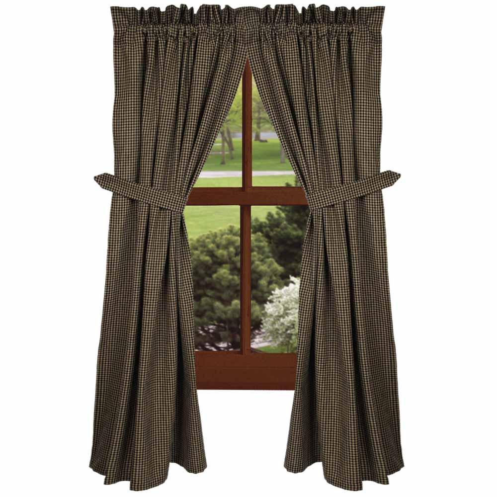 Black - Oat Newbury Gingham 63" Panels - Lined - Home Collections by Raghu