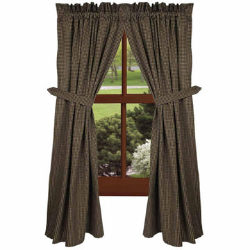 Black - Oat Newbury Gingham 63" Panels - Lined - Home Collections by Raghu