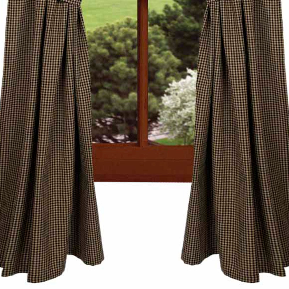 Black - Oat Newbury Gingham 63" Panels - Lined - Home Collections by Raghu