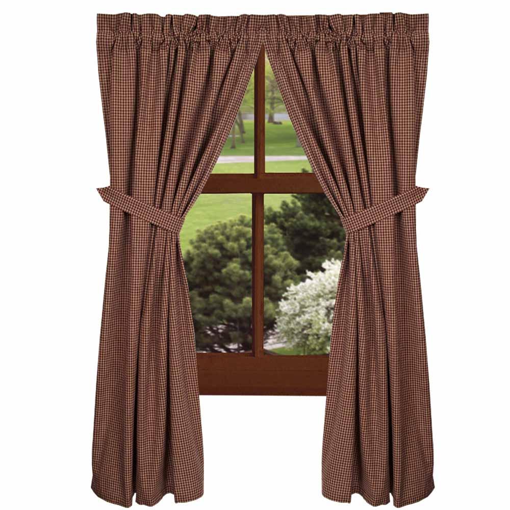 Barn Red-Oat Newbury Gingham 63" Panels - Lined - Home Collections by Raghu