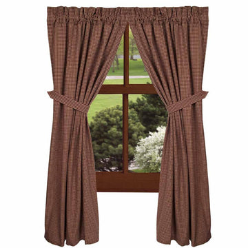 Barn Red-Oat Newbury Gingham 63" Panels - Lined - Home Collections by Raghu