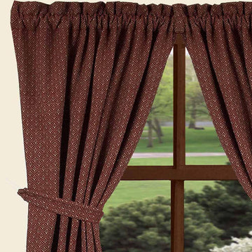 Barn Red-Oat Philmont Jacquard 63" Panels - Lined - Home Collections by Raghu