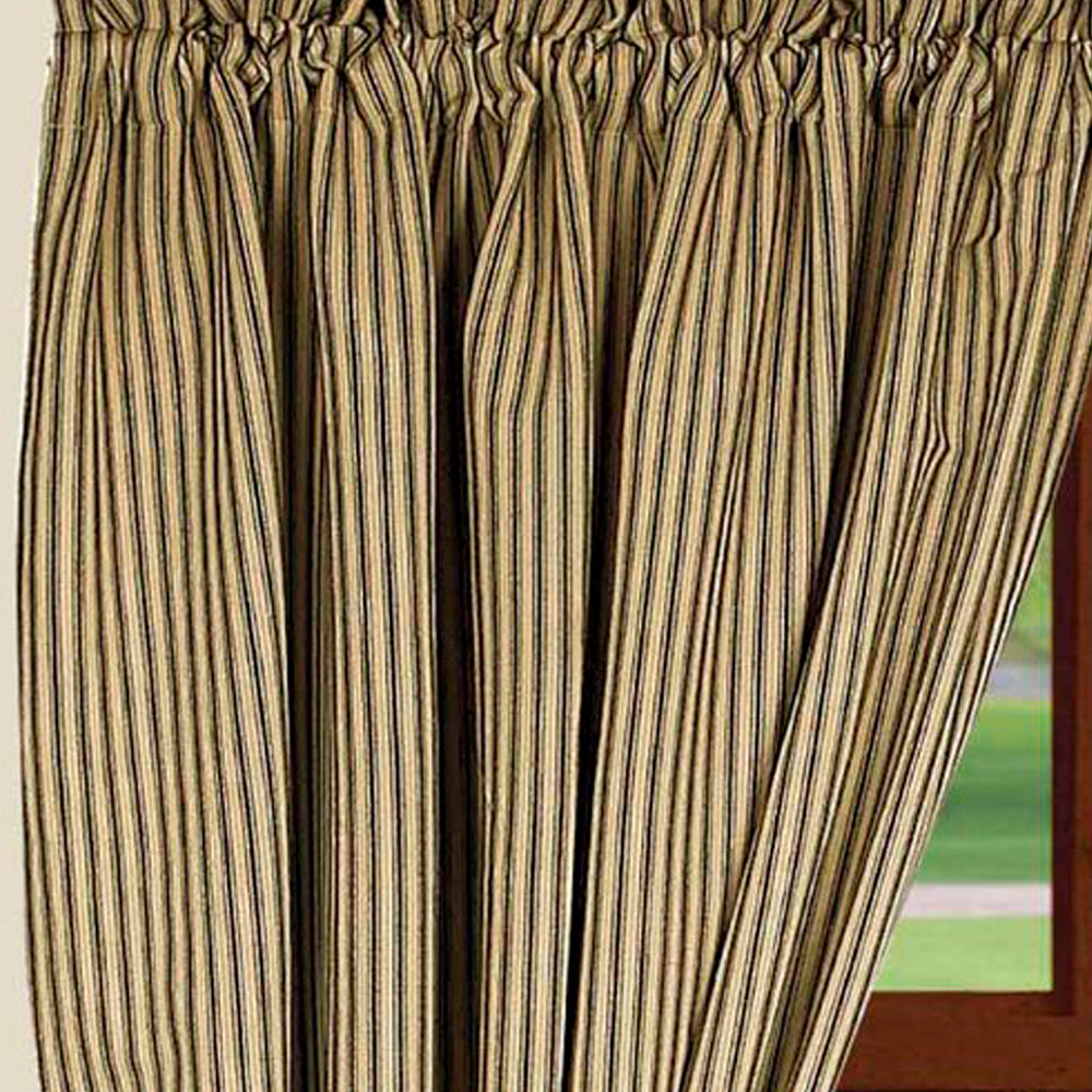 Black Nutmeg York Ticking 63" Panels Lined - Home Collections by Raghu