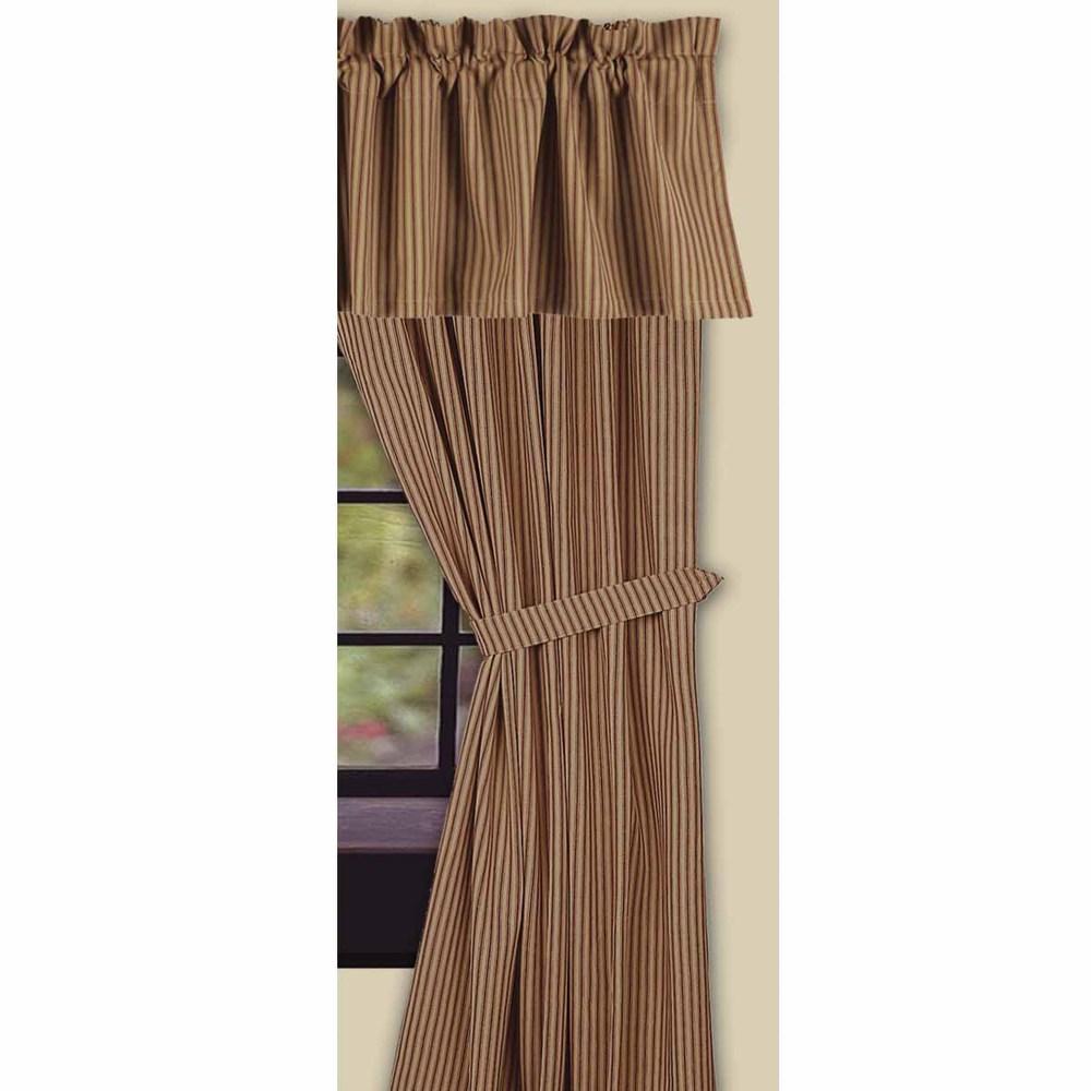 Barn Red-Nutmeg York Ticking 63" Panels - Lined - Home Collections by Raghu