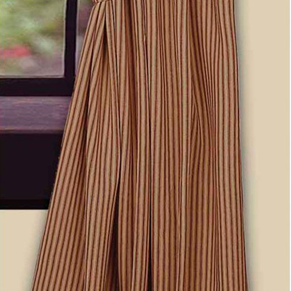 Barn Red Nutmeg York Ticking 63" Panels Lined - Home Collections by Raghu
