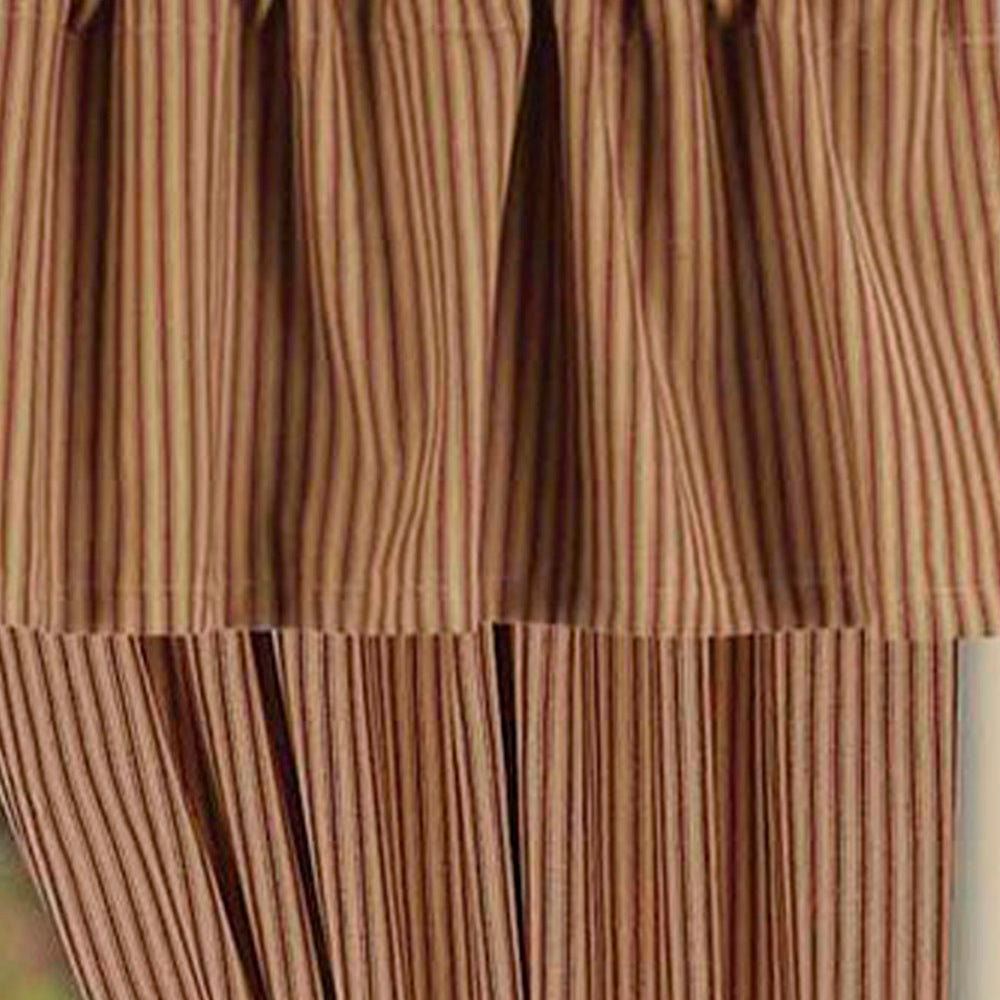 Barn Red Nutmeg York Ticking 63" Panels Lined - Home Collections by Raghu
