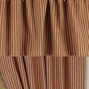 Barn Red Nutmeg York Ticking 63" Panels Lined - Home Collections by Raghu