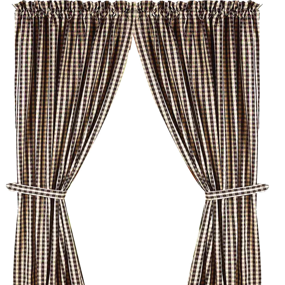 Black Nutmeg Heritage House Check Black Drapery 86" Panels Lined - Home Collections by Raghu