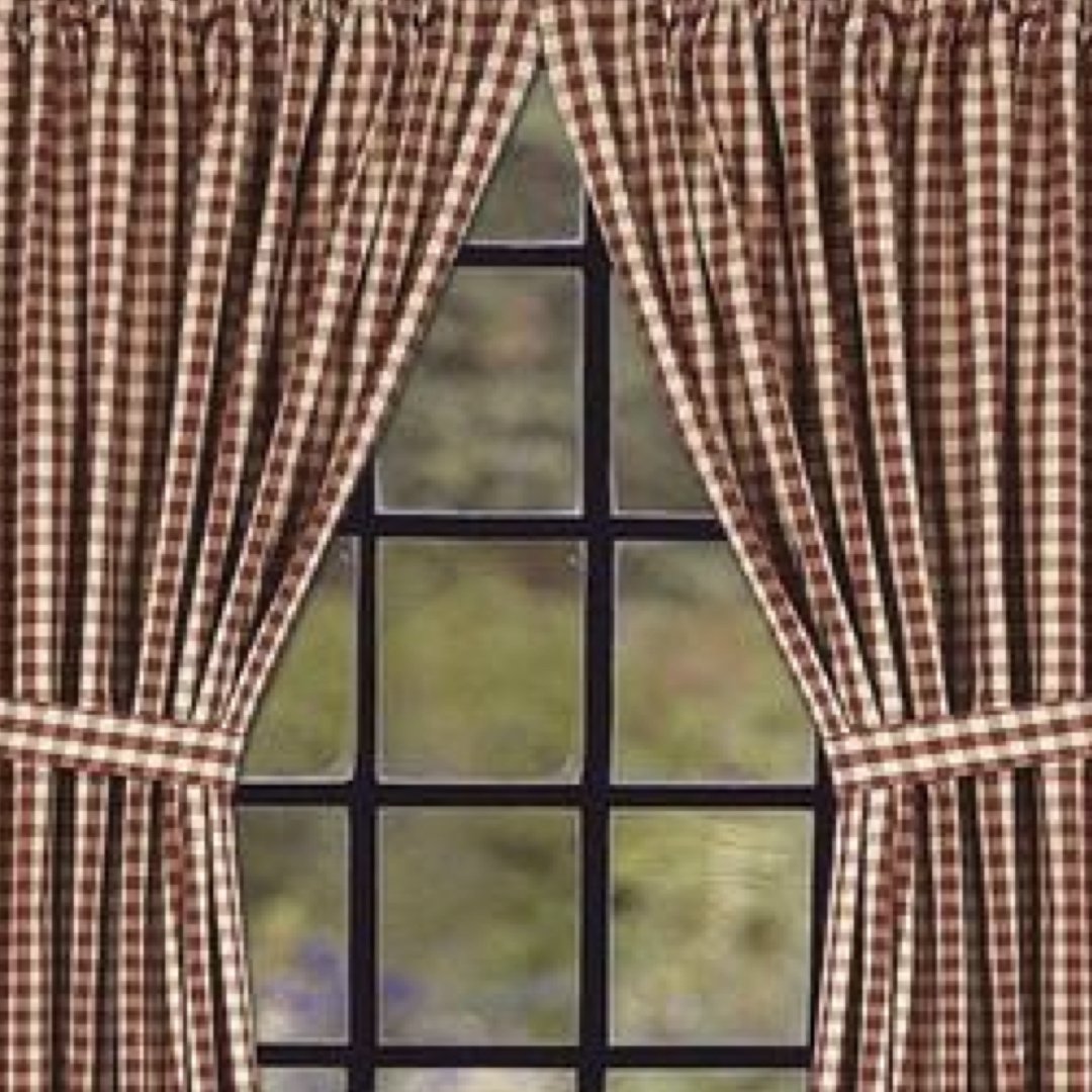 Barn Red-Nutmeg Heritage House Check Barn Red Drapery 86" Panels - Lined - Home Collections by Raghu