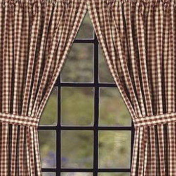Barn Red-Nutmeg Heritage House Check Barn Red Drapery 86" Panels - Lined - Home Collections by Raghu