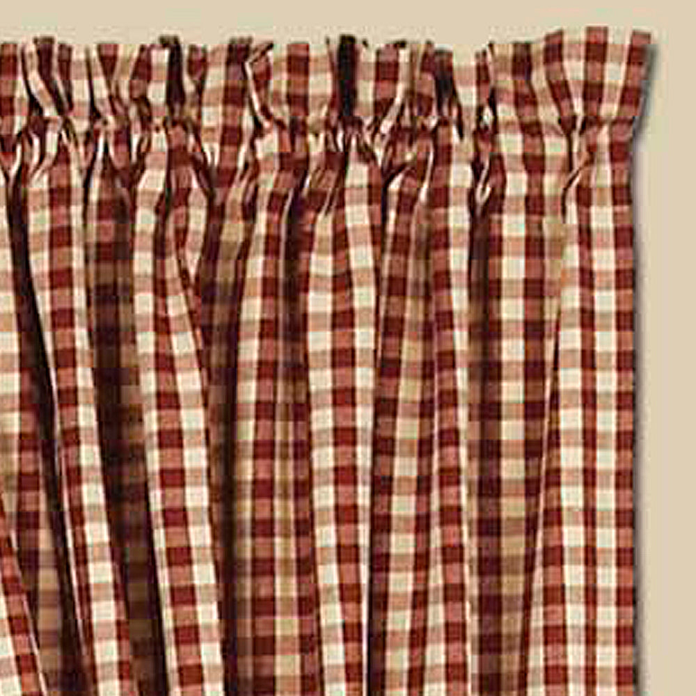 Barn Red-Nutmeg Heritage House Check Barn Red Drapery 86" Panels - Lined - Home Collections by Raghu