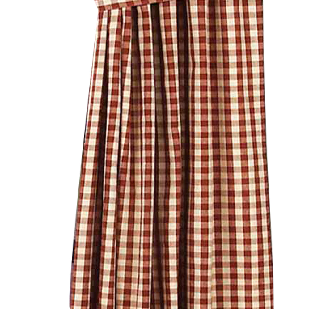 Barn Red Nutmeg Heritage House Check Barn Red Drapery 86" Panels Lined - Home Collections by Raghu