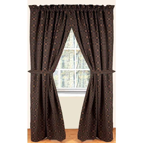 Black - Mustard Loverƒ?????s Knot Jacquard Drapery 86" Panels - Lined - Home Collections by Raghu