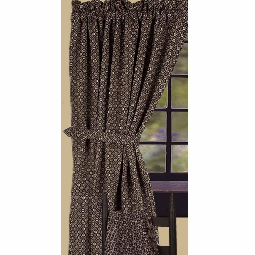 Black-Nutmeg Kingston Jacquard Drapery 86" Panels - Lined - Home Collections by Raghu