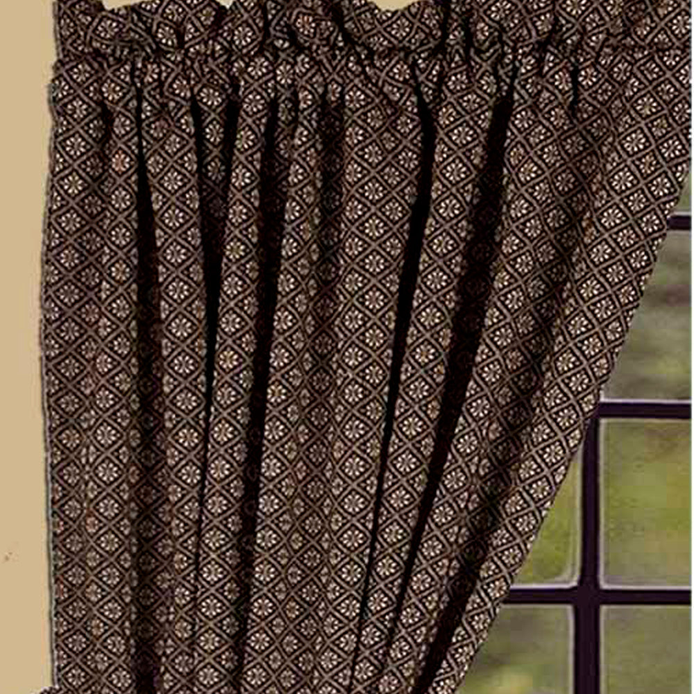Black Nutmeg Kingston Jacquard Drapery 86" Panels Lined - Home Collections by Raghu