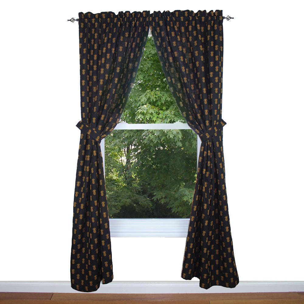 Pineapple Town Black Drapery Panels - Home Collections by Raghu