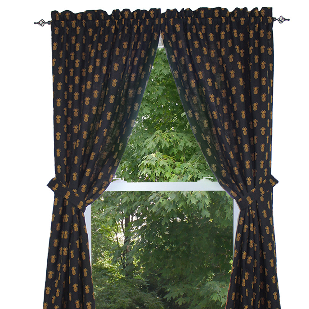 Pineapple Town Black Drapery Panels - Home Collections by Raghu