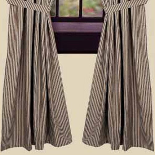 Black-Nutmeg York Ticking Drapery 86" Panels - Lined - Home Collections by Raghu