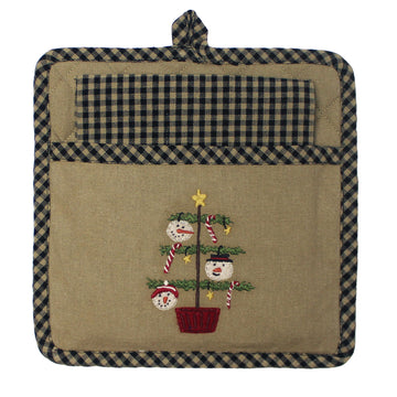 C Snowmen Fun Tree Pocket Potholder Set - Home Collections by Raghu
