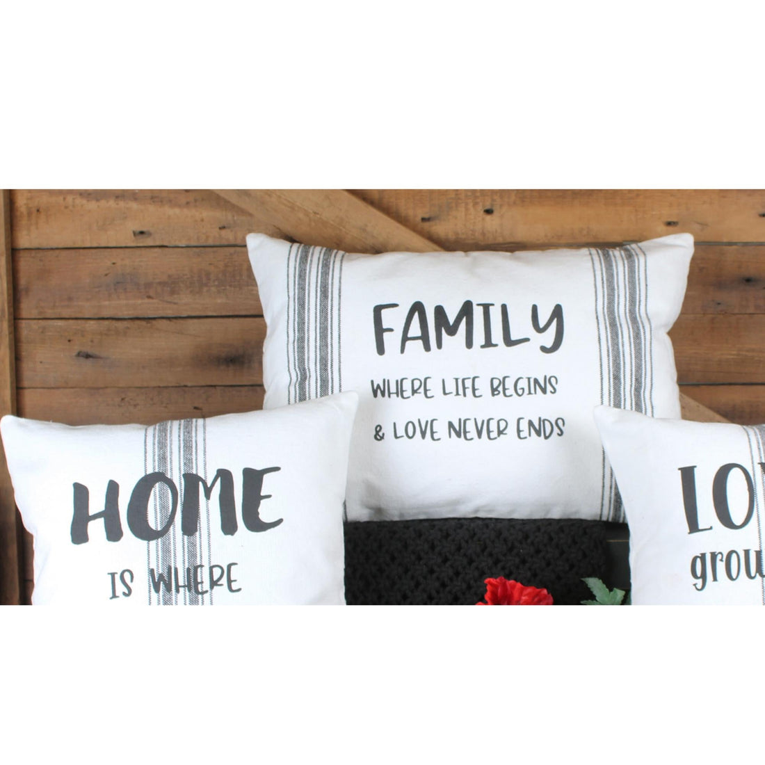 Family Grain Sack 14 Inx20 In Pillow - Home Collections by Raghu