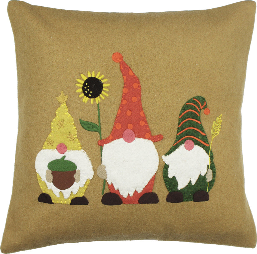 Fall Gnomes Gold Pillow  - Home Collections by Raghu