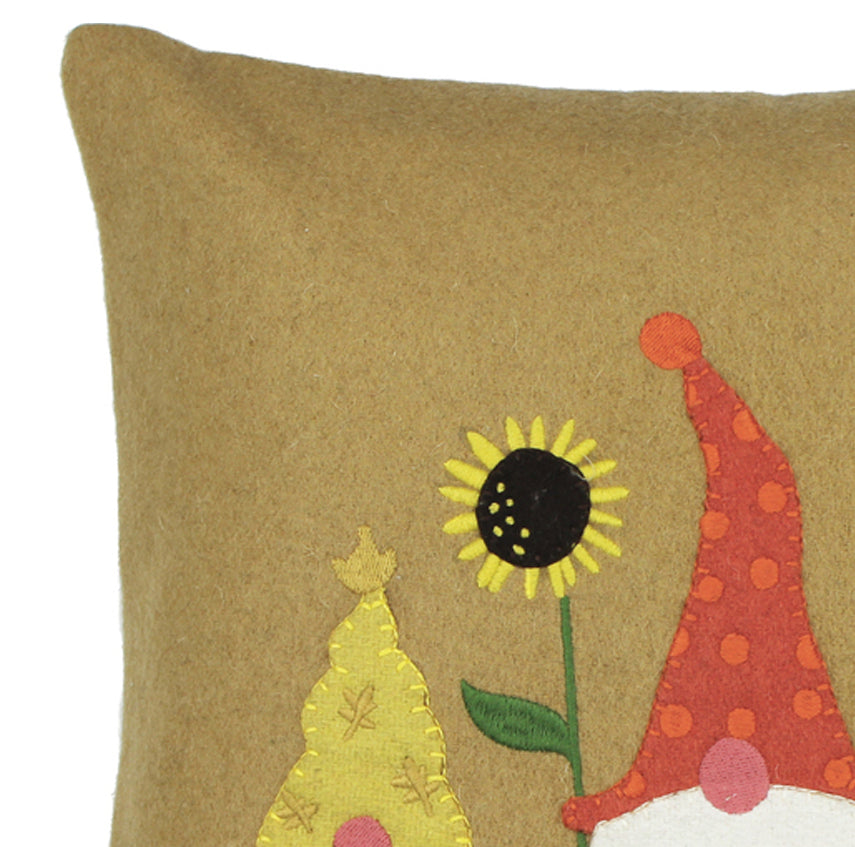 Fall Gnomes Gold Pillow  - Home Collections by Raghu