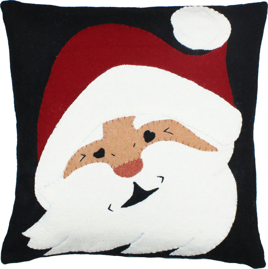 Jolly St Nick Black Pillow  - Home Collections by Raghu