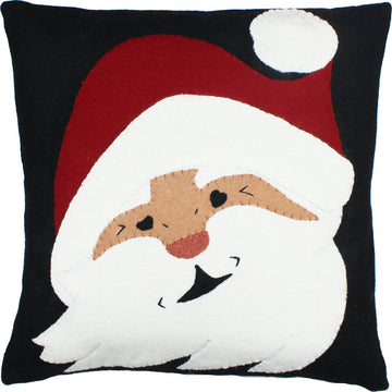 Jolly St Nick Black Pillow  - Home Collections by Raghu