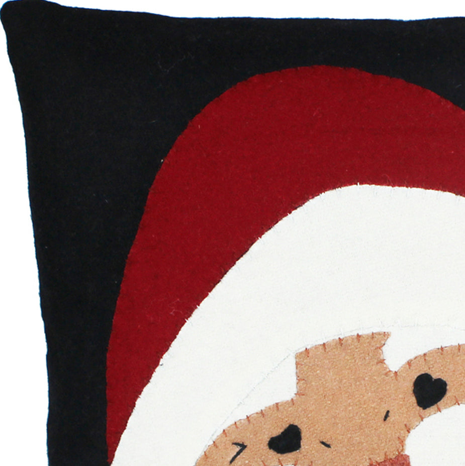 Jolly St Nick Black Pillow  - Home Collections by Raghu