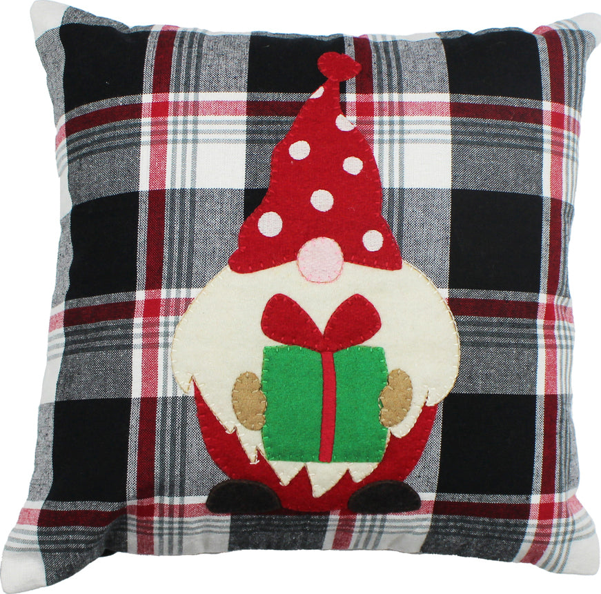 Winter Plaid Black, Red, Cream Pillow  - Home Collections by Raghu
