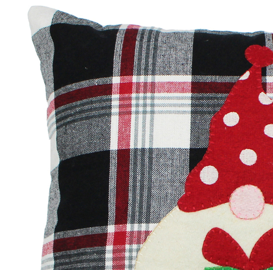 Winter Plaid Black, Red, Cream Pillow  - Home Collections by Raghu