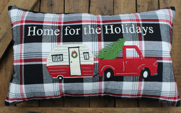 Winter Plaid Black, Red, Cream Pillow  - Home Collections by Raghu